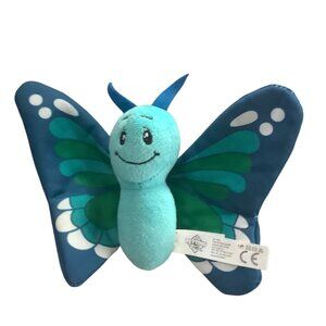 Blue Green Butterfly Plush Finger Puppet Toy 7”x5” The Petting Zoo For Ages 3+